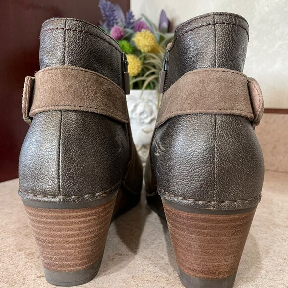 Dansko Shirley  Leather & Suede Ankle Boots Size 37 Brown Wedge Heel Side Zipper - Picture 5 of 8